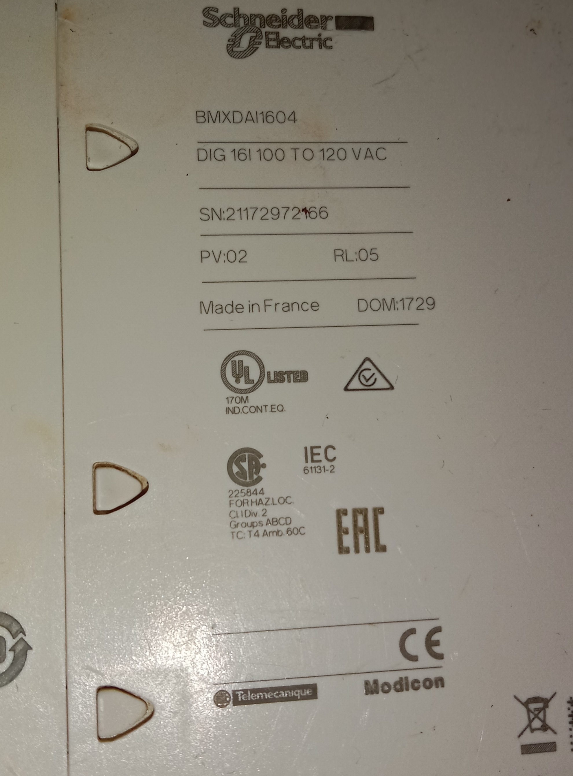 SCHNEIDER INPUT MODULE BMXDAM604