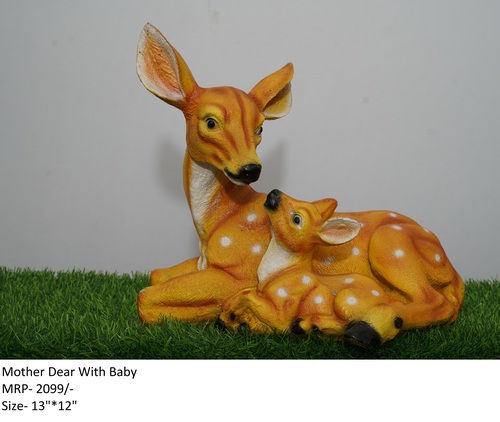 Brown Mother Dear With Baby Statue