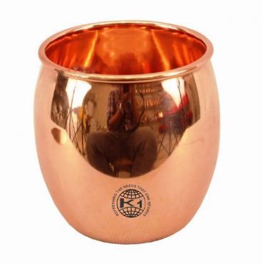 Pure Copper Round Plain Glass Tumbler Cup