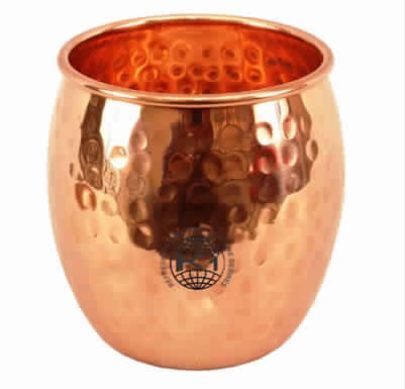 Pure Copper Round Hammered Glass Tumbler