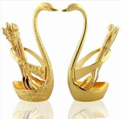 Luxury Swan Forks & Spoons Set Serving