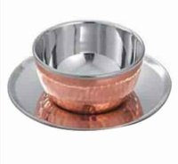 SS Copper Soup Bowl With Saucer