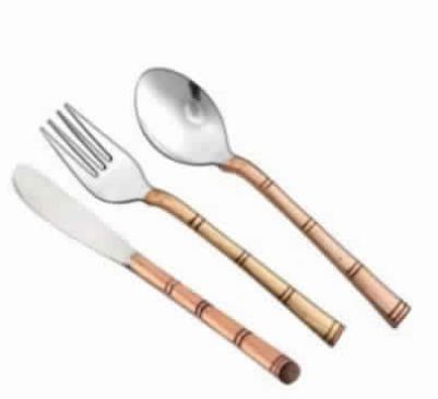 SS Copper Wooden Type Cutlery Set