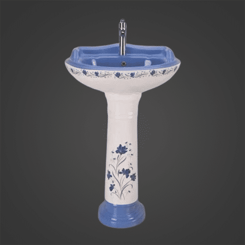 Stargold Blue Printed Pedestal Wash Basin