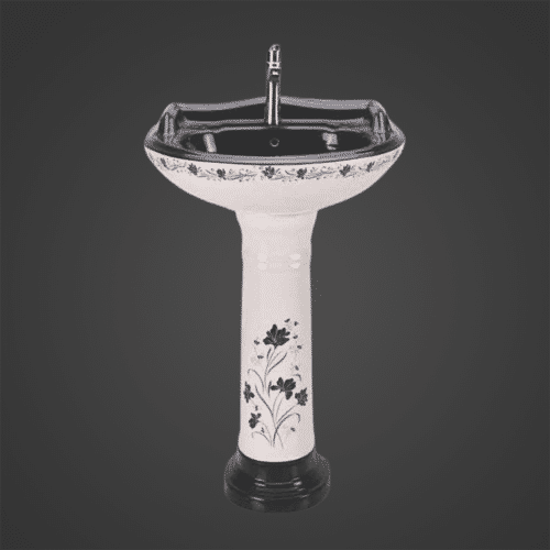 Stargold Black Printed Pedestal Wash Basin