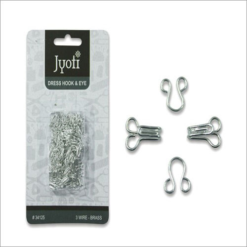 2 Type Wire Silver Finish Jyoti Brass Dress Hook And Eye  Manufacturer,Supplier and Exporter from India