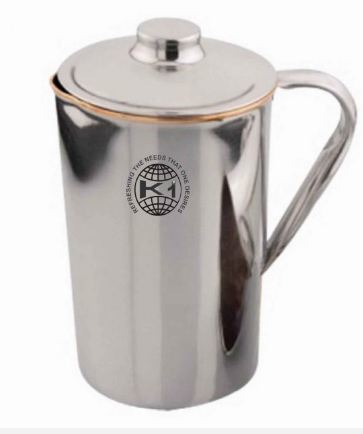 SS Copper Plain Water Jug With Lid