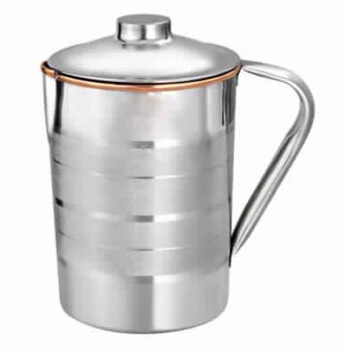 Stainless Steel And Copper Water Jug For Ayurveda Health Benefit Healing Yoga
