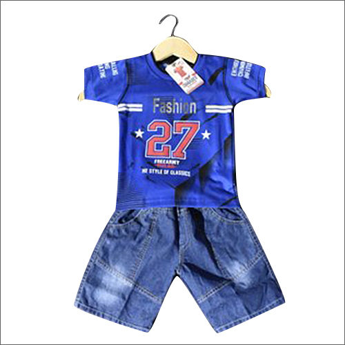 Boy Kid Half T Shirt with Denim Shorts Set