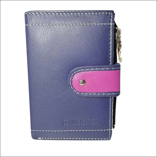 Pu Blue Leather Hand Purse Design: Plain