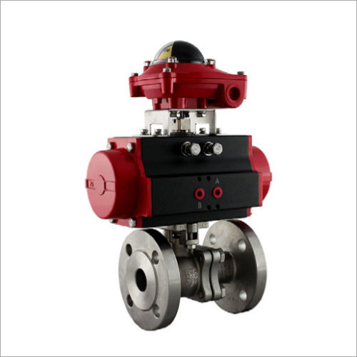 Red Pneumatic Actuator Operated Ball Valve