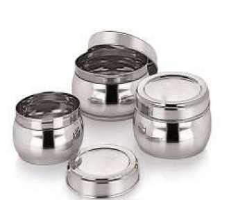 Stainless Steel Belly Puri Dabba Stackable Set Of 4