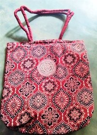 Ladies Cotton Shoulder Bag - Cotton Fabric, Free Size, Red Color | Lightweight 180 Grams, Durable with Zip Closure and Handle