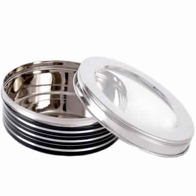 Stainless Steel Colored Silver Lining See Thru Cookie Box / Cake Box