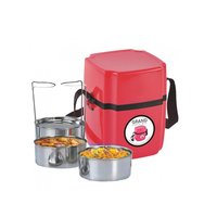 Square Box With Inside Steel Container - Color: Red