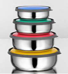 Designer Stainless Steel Lid Bowl Set