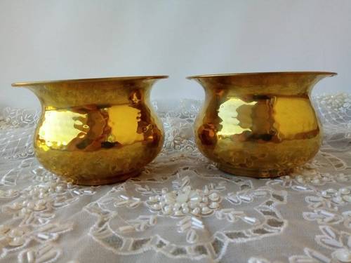 BRASS SMALL PLANTER SET OF TWO