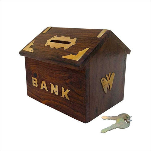 Wooden Home Shape Money Bank