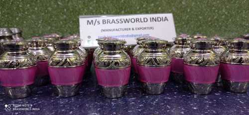 BRASS FULL ENGRAVED PURPLE KEEPSAKE CREMATION URN FUNERAL SUPPLIES