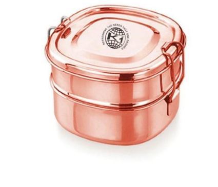 Stainless Steel and Copper Chakra Shape Double Decker Bento Lunch box