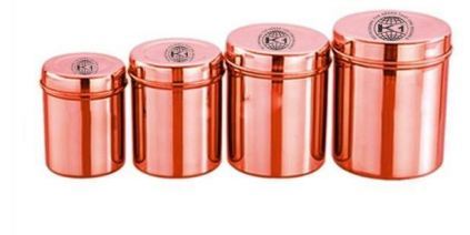 Stainless Steel And Copper Deep Dabba / Kitchen Jar/ Food Container