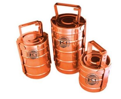 Stainless Steel and Copper Handle Lunch Box /Tiffin Box