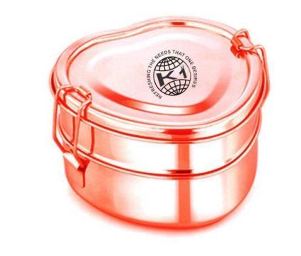 Stainless Steel and Copper Heat Shape Double Decker Bento Lunch Box