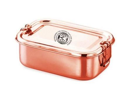 Stainless Steel and Copper Rectangular Bento Lunch Box