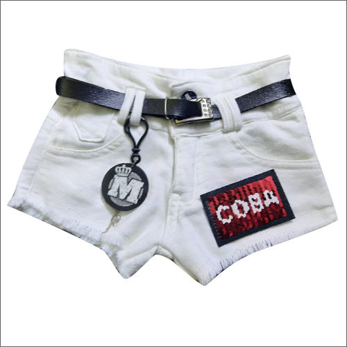 Girls Denim White Shorts Age Group: Kids