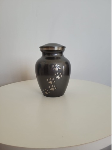 ANTHRECITE GREY SILVER PAW ENGRAVED PET CREMATION URN FUNERAL SUPPLIES