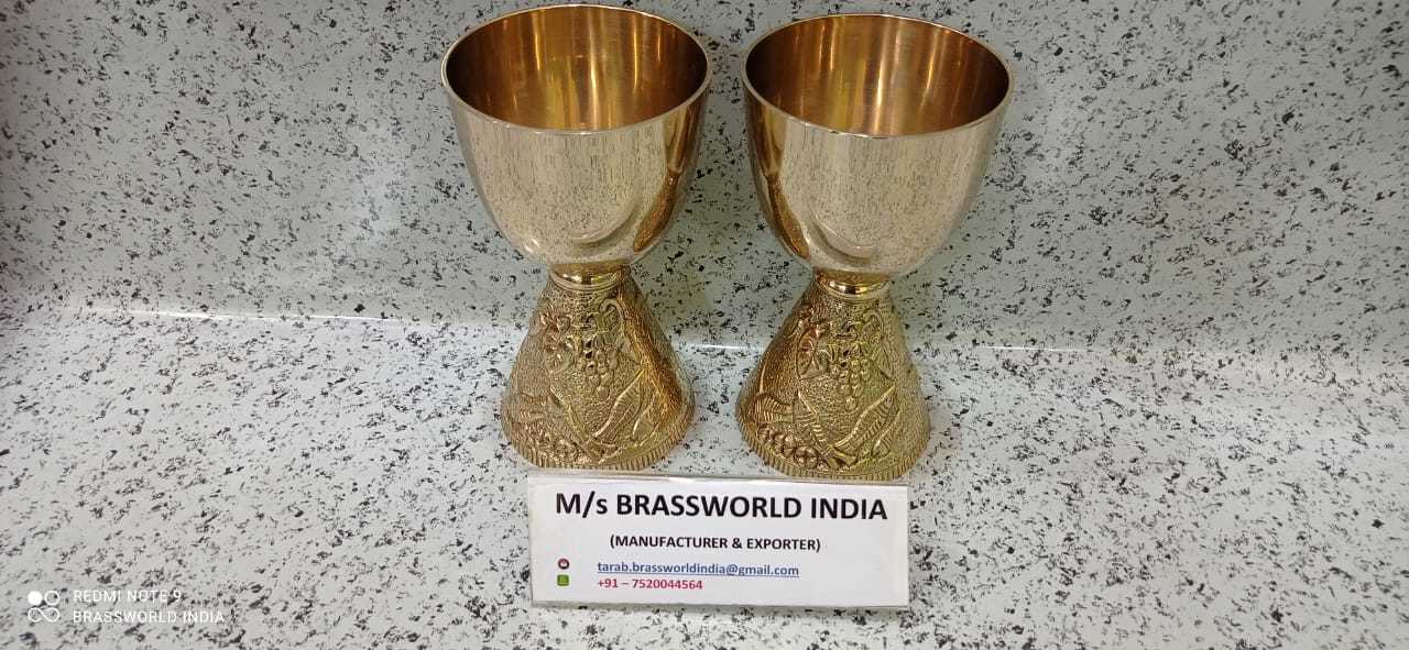 BRASS BOTTOM ENGRAVED HIGH QUALITY CHALICE CHURCH SUPPLIES