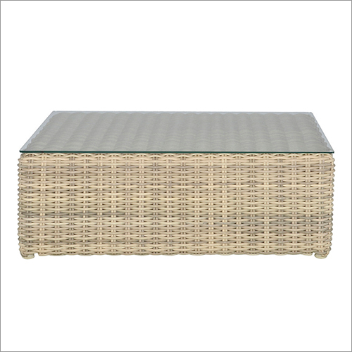 Synthetic Wicker Center Table With Glass Top