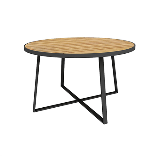 Dining Table with Round Teak Wood Top By LOOM CRAFTS FURNITURE (INDIA) PVT LTD
