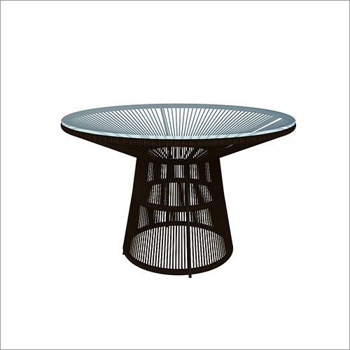 Rope Designed Dining Table With Glass Top By LOOM CRAFTS FURNITURE (INDIA) PVT LTD