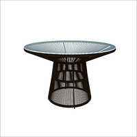 Rope Designed Dining Table With Glass Top