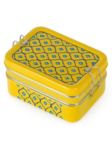 Stainless Steel Enamel Colored Rectangle Double Decker Lunch Box