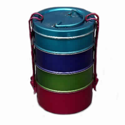 Stainless Steel Colored Clip Tiffin Box