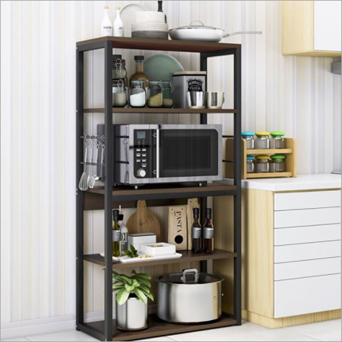 Metal and Wooden Kitchen Organizer Storage Shelf