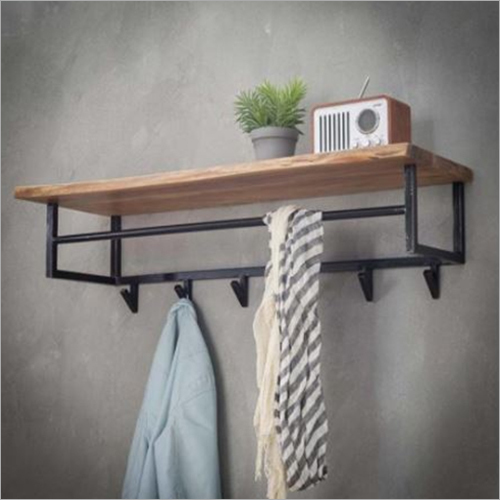Metal Wall Mounted Floating Shelf with Garment Hanger By RAVI PRAKASH AND SONS