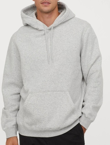 Mens Solid Grey Hooded