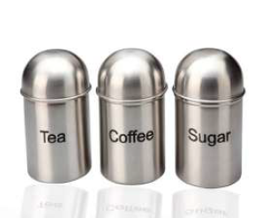 Stainless Steel Tea, Coffee, Sugar Container