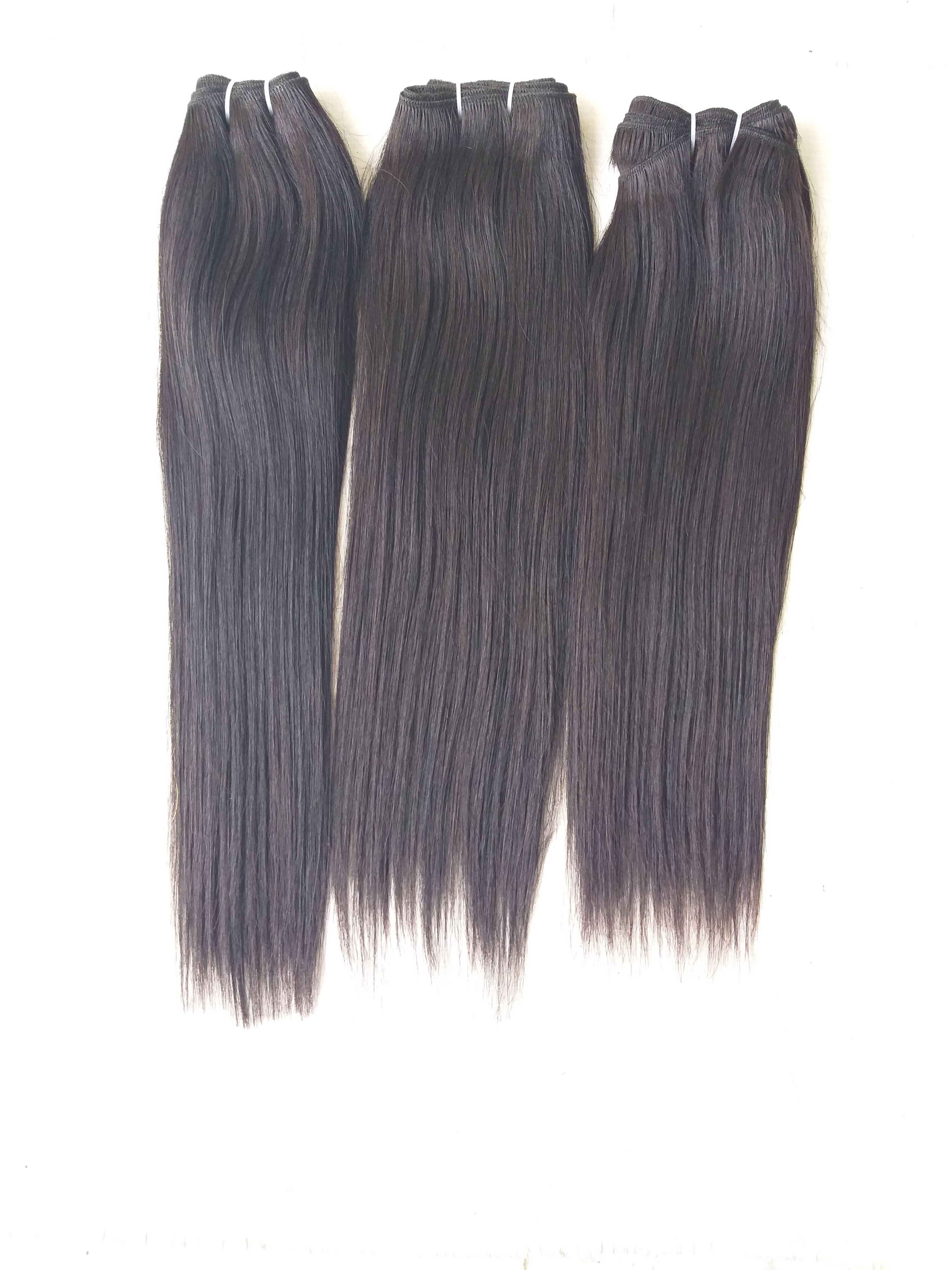 Temple Donated Double Drawn Silky Straight Human Hair