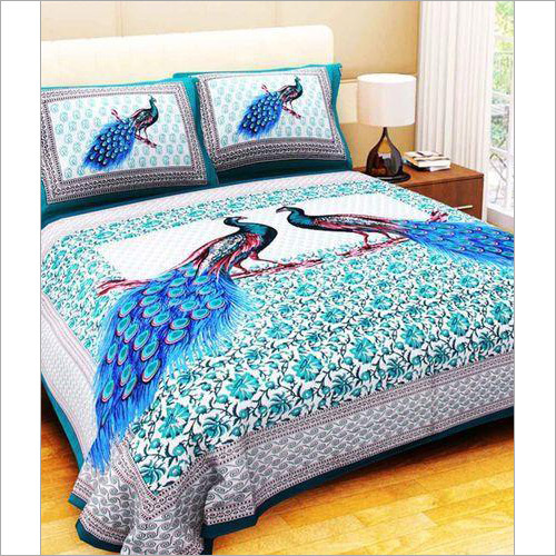 Peacock Printed Bed Sheet