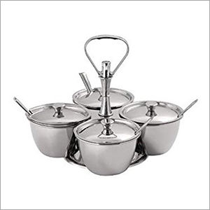 Silver Stainless Steel Rotating Relish Dish