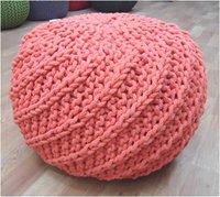 Round Hand Knitted Pouf