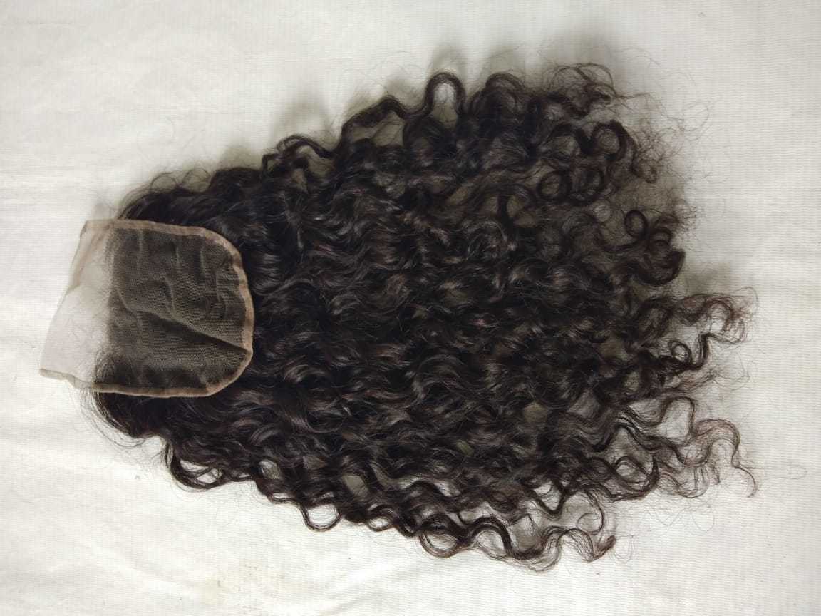 Swiss Lace Natural  Curly Lace Closure unprocessed hair