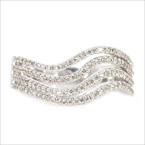 Wave Ring, Diamond Ring, Gold Stacking Ring