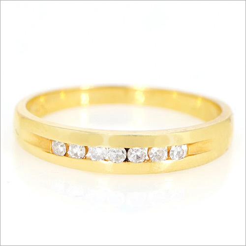 18K Solid Yellow Gold Half Eternity Ring