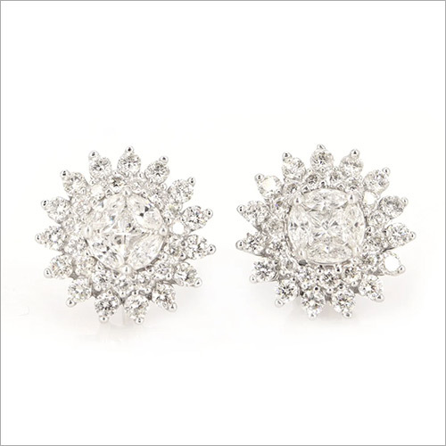 1.31 Carat IGI Certified Diamond Earrings, Illusion Diamond Setting Studs