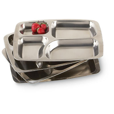 Stainless Steel Square Four Compartment Plate / Tray